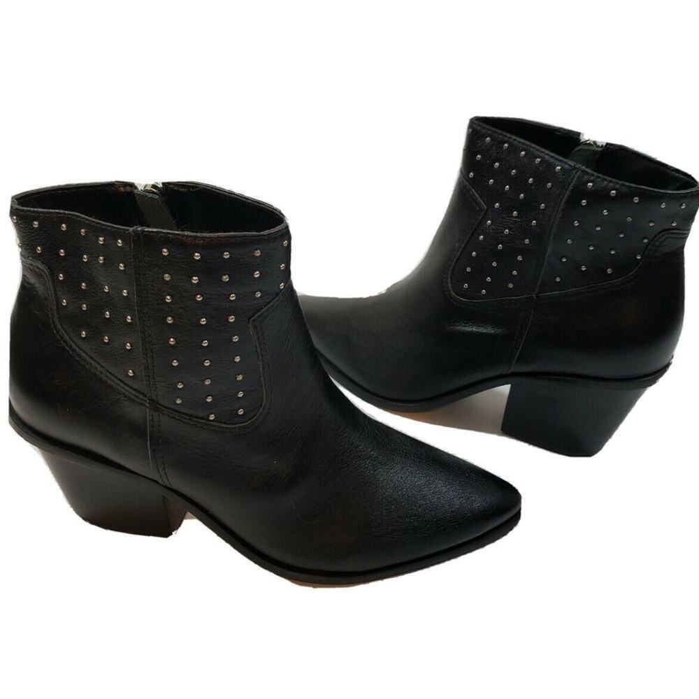 Kaanas~Sz. 6M~Black Leather Anthropologie B00055N Gattinara Studded Texan Bootie